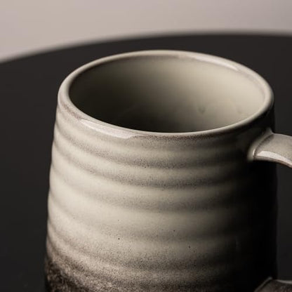 15.5oz Large Heavyweight Ceramic Mug, Reactive (Grey-Black) | 15.5oz Medium-Large, Heavy Weighted Stoneware, Reactive Transmutation Glaze, Microwave & Dishwasher Safe, Gift Box - color: Grey Black