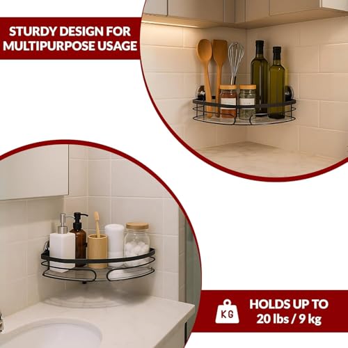 2-Pack Adhesive Shower Caddy, No-Drill Corner Shower Shelves for Bathroom | Wall-Mounted Storage Organizer for Shampoo, Soap & Toiletries - style: TRIANGLE