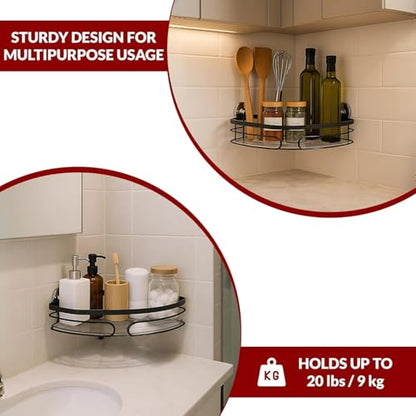 2-Pack Adhesive Shower Caddy, No-Drill Corner Shower Shelves for Bathroom | Wall-Mounted Storage Organizer for Shampoo, Soap & Toiletries - style: TRIANGLE