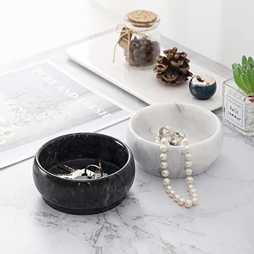 4.72 Inch Decorative Bowls - Natural Marble Key, Coffee Table Centerpiece, Soap Serving, Incense Burner, Smudge Bowl - color: Black Marble