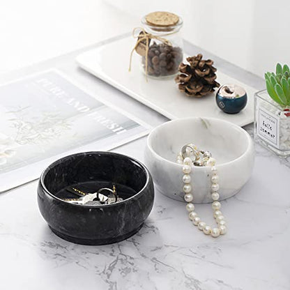 4.72 Inch Decorative Bowls - Natural Marble Key, Coffee Table Centerpiece, Soap Serving, Incense Burner, Smudge Bowl - color: Black Marble