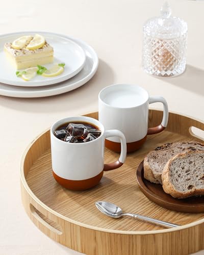 MALACASA Ceramic Coffee Mugs Set of 4, 11oz Coffee Cups, Modern Farmhouse Mugs for Coffee, Latte, Tea, Hot Chocolate, Cappuccino, Milk, Microwave & Dishwasher Safe, Khaki White, Series TARA - color: Khaki White, size: 11 Oz