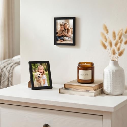 Americanflat 3x4 Picture Frame - Slim Molding - Black | Wall or tabletop display with included easel, secure turn-tab backing, fits photos, posters and art - color: Black, size: 3x4