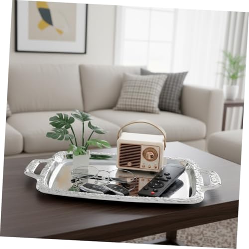 BESPORTBLE European Vintage Style Metal Serving Tray 39X23Cm Multi-Purpose Kitchen and Dining Tableware Plate for Bread and Food Serving in Household and Restaurant Use