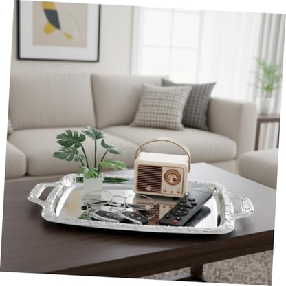 BESPORTBLE European Vintage Style Metal Serving Tray 39X23Cm Multi-Purpose Kitchen and Dining Tableware Plate for Bread and Food Serving in Household and Restaurant Use