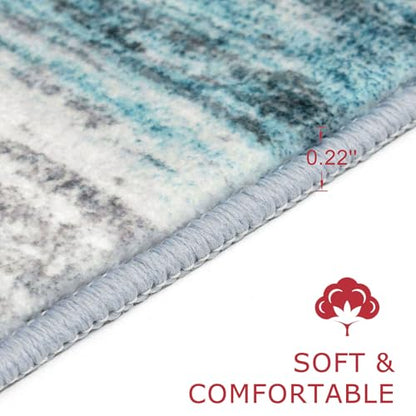 KOZYFLY Modern Abstract Hallway Runner Rug, 2.6x10 Washable Rug Runner Non-Slip Soft Striped Kitchen Runner Rugs, Print Blue Carpet Runner for Entryway Bathroom Laundry Room Foyer - color: Blue, size: 2'8" x 10' (Runner)