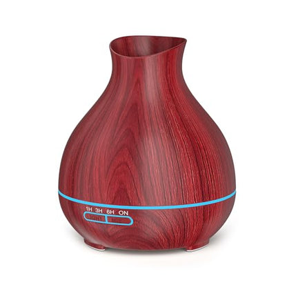 Aromatherapy Essential Oil Diffuser 550ml 12 Hours Wood Grain Aroma Diffuser with Timer Cool Mist Humidifier for Large Room, Home, Baby Bedroom, Waterless Auto Shut-off,7 Colors Lights Changing - color: Rosewood