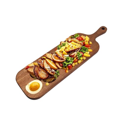 Acacia Wood Serving Board with Handle - 16" x 5" Food Serving Tray for Kitchen Appetizers, Wooden Cutting Chopping Board for Meat, Vegetables, Bread, Charcuterie, Cheese Board - size: 16" x 5" Acacia