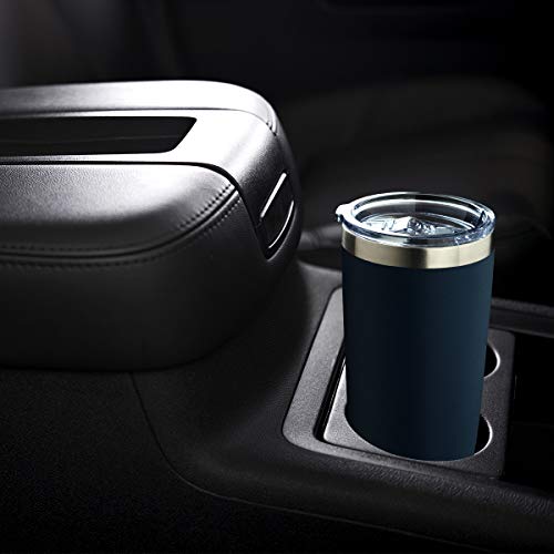COMOOO 20oz Stainless Steel Navy Tumbler Bulk with Lid and Straw Insulated Coffee Tumbler Cup Double Wall Vacuum Travel Mug for Cold Drinks and Hot Beverage (Navy, 4 Pack) - color: Navy Blue