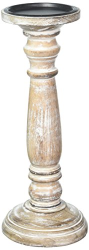 Hosley's 12 Inch High Wood Pillar Distress Finish Candleholder. Ideal Gift for Wedding, Party, Home, Spa, Reiki, Aromatherapy, Votive Candle Gardens O3 - size: 12 inch high x 1 Count