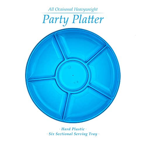 Plasticpro 6 Sectional Round Plastic Serving Tray/Platter (4, Blue) - color: Blue