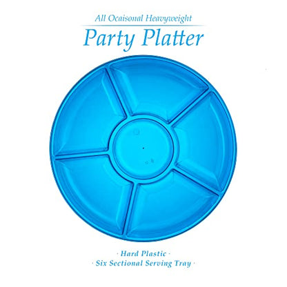 Plasticpro 6 Sectional Round Plastic Serving Tray/Platter (4, Blue) - color: Blue