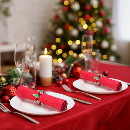 KPOSIYA Christmas Napkin Rings Set of 12, Xmas Tree Napkin Rings for Table Decor, Wooden Napkin Holder Buckle for Christmas,Winter Holiday, Home Party, Wedding Supplies - size: 12pcs, style: Xmas Tree