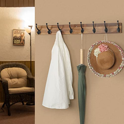 WEBI Rustic Coat Rack Wall Mount,35.43" Long 8 Cast Iron Coat Hooks Wall Mounted,Heavy Duty Wall Coat Hanger Hooks for Hanging Jacket,Clothes,Brown - color: Brown, size: 35 Inch