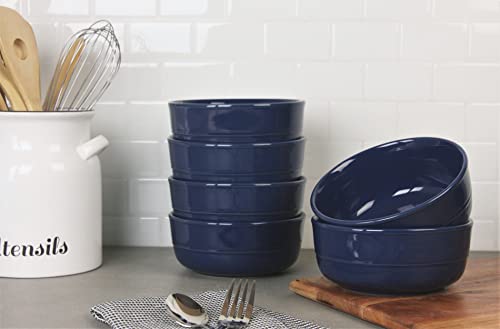 Double Line 6.25"/24 oz Cereal Bowl, Set of 6, Cobalt Blue - color: Cobalt Blue, size: Cereal Bowl