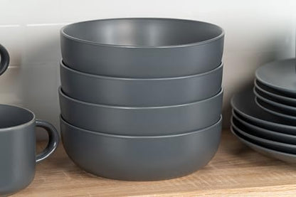 10 Strawberry Street Wazee Matte Coupe Dinnerware, Bowl, Charcoal, Set of 6 - color: Charcoal Gray, size: 7.5" Dinner Bowl, style: Dinner Bowl
