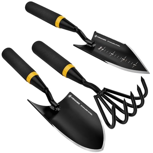 Kemaier 3-Piece Garden Tool Set, Heavy-Duty Stainless Steel Premium Tools | Effortless Digging, Precision Planting, Sharp Weeding, For Serious Gardeners And Landscapers