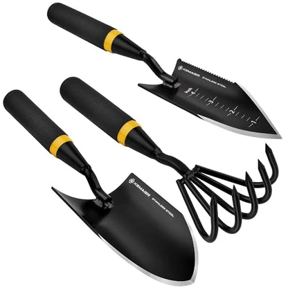Kemaier 3-Piece Garden Tool Set, Heavy-Duty Stainless Steel Premium Tools | Effortless Digging, Precision Planting, Sharp Weeding, For Serious Gardeners And Landscapers