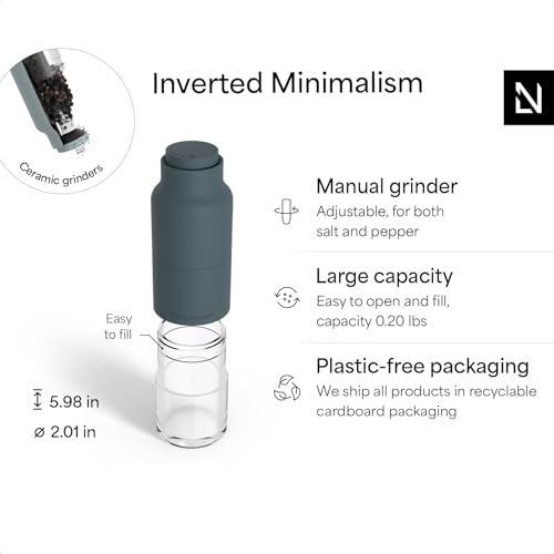 LARS NYSØM Salt and Pepper Grinder Set, Stainless Steel Manual Salt and Pepper Mills, Adjustable Ceramic Grinder, Design Spice Shakers (Blue) - color: Stone Blue/Sky Blue