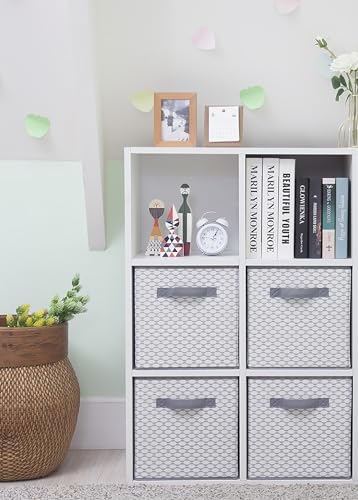 Storage Cubes, 11 Inch Cube Storage Bins, Set of 4, Fabric Foldable Storage Bins With Handles, Closet Storage Organizer Bins, Cubby Clothing Storage Baskets for Shelves, Lattice - color: Lattice, size: 4 Pack