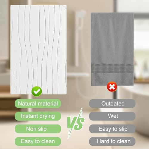 Stone Bath Mat for Bathroom – Diatomaceous Earth Quick Dry Bath Mat, Non Slip, Mold Resistant Stone Shower Mat (White) - color: White