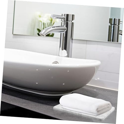 Marble Vanity Tray Decorative Organizer for Bathroom Kitchen Dresser Sturdy Natural with Non Slip Pads for Toiletries Essentials Elegant White Design