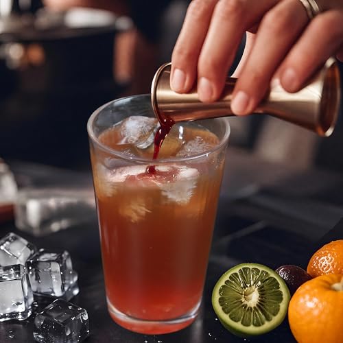 Glass Cocktail Shaker, 17oz Leak-Proof Martini Shaker with Built-in Strainer, Thick Ribbed Drink Shaker Bar Tool for Home Bartending and Aesthetics, Rose Gold - color: RoseGold