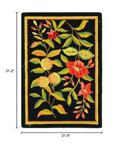 SAFAVIEH Chelsea Collection Accent Rug - 1'8" x 2'6", Black, Hand-Hooked French Country Wool, Ideal for High Traffic Areas in Entryway, Living Room, Bedroom (HK210B) - color: Black, size: 1'8" x 2'6" (Rectangular)