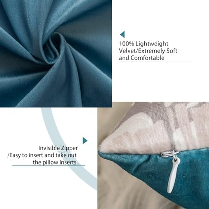Coastal Pillow Covers Set of 2, 20x20, Blue | Soft Velvet Touch, Beach Nautical Starfish Ocean Themed, Decorative Pillow Cases for Bedroom Living Room Sofa - size: 20" x 20" (Pack of 2)