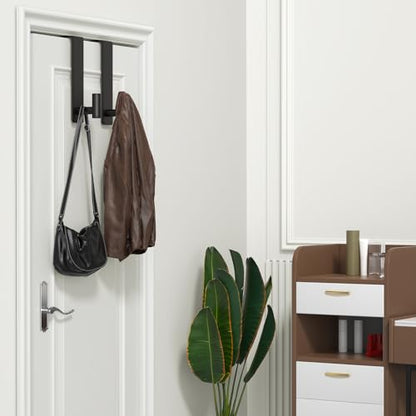 WUIVIUT T-Shaped Over Door Hooks - Fits Wooden & Metal Doors Less Than 1.77" Wide,Door Hanger for Office,Bedroom Heavy-Duty Stainless Steel Doors(T Shape 2 Pack, Fits 1-3/4'' Thick) - size: T Shape 2 Pack, Black