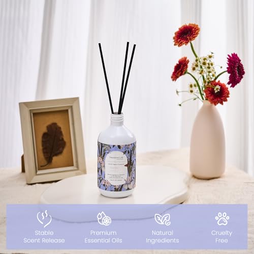 M&SENSE Reed Diffuser Set, Jasmine Garland, 17oz Natural Essential Oil | Non-Toxic Organic, Long-Lasting Fragrance, Ideal for Bathroom, Bedroom, Gifts for Women - color: Jasmine Garland