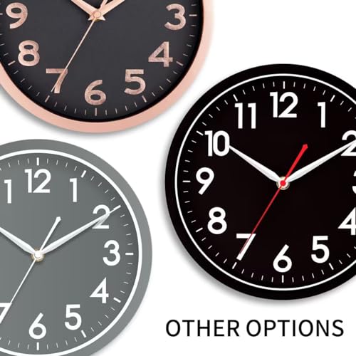 AKCISOT 10 Inch Wall Clock, Silent Battery Operated Analog Clock, White | Classroom | Kitchen | Office | Easy to Read Numbers | Garage - color: C_white, size: 10 Inch