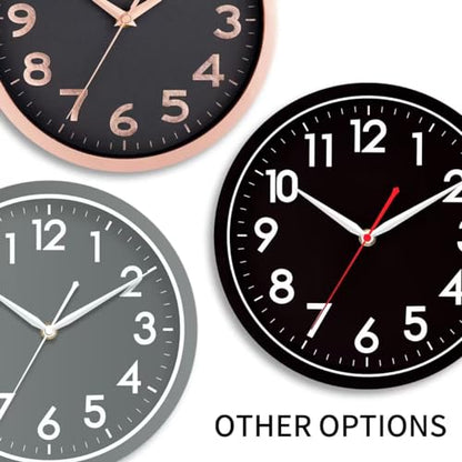 AKCISOT 10 Inch Wall Clock, Silent Battery Operated Analog Clock, White | Classroom | Kitchen | Office | Easy to Read Numbers | Garage - color: C_white, size: 10 Inch