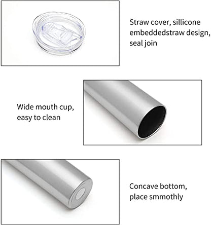 HASLE OUTFITTERS 20 oz Skinny Tumblers Bulk Set, Stainless Steel Insulated Slim Tumblers with Lids, Reusable Double Wall Travel Coffee Mugs, Durable Powder Coated Travel Water Cups(12) - color: Stainless Steel, size: 20 oz (12 Count)