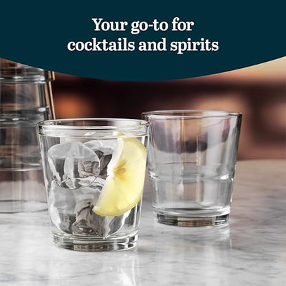 Libbey 15790 Restaurant Basics Stacking 9 oz Pint Glasses Set of 12, All Purpose Heavy Duty Glasses, Durable and Dishwasher-Safe Glass Drinkware - color: Stacking Rocks
