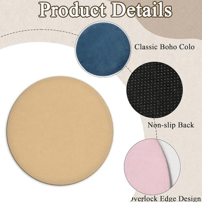 6Pcs Boho Carpet Circle Seats for Classroom Decor 16 Inch Back to School Non Slip Floor Mat Boho Round Classroom Rug Educational Floor Seating Carpet for Preschool Kindergarten Learning Playing Areas