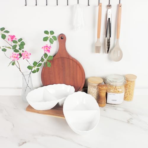 Ceramic 10.9 Inch Chips and Dip Set, Chips and Dip Divided Tray, Moisture Proof Cereal Bowl (for Salad, Pasta, Fruit, Sauce), Divided Moisture Proof Cereal Bowl Buffet Bowl Set - color: 10.9 Inch
