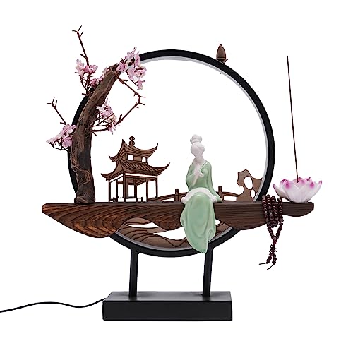 Backflow Incense Holder with LED Light, Countertop Incense Burner Holder Chinese Retro Ceramic Backflow Incense Burner for Relaxing or Home Decor (Style 2) - size: Style 2
