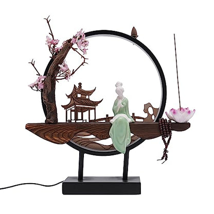 Backflow Incense Holder with LED Light, Countertop Incense Burner Holder Chinese Retro Ceramic Backflow Incense Burner for Relaxing or Home Decor (Style 2) - size: Style 2