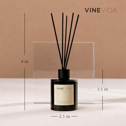 VINEVIDA | Leather & Brandy | Reed Diffuser for Home & Bathroom | Long-Lasting Scent Sticks Set | Oil Stick Diffuser | Bathroom Scent