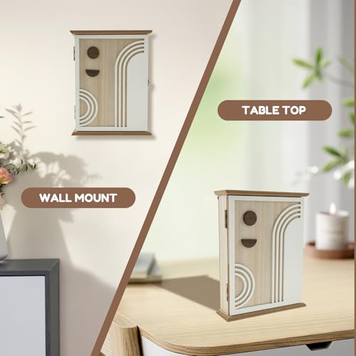 US Wooden Key Box Wall Mount Wooden Key Holder Decorative Wall Key Hanger with 6 Key Hooks Rustic Key Cabinet Key Organizer Entryway Key Holder for Wall Entryway Hallway (Style 2) - size: Style 2