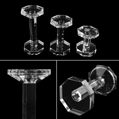 Crystal Candlestick Holders Set of 3, Clear Crystal Taper/Pillar Candles Holders– Table Centerpieces for Party and Wedding Decoration(4''/6''/8'' Tall)