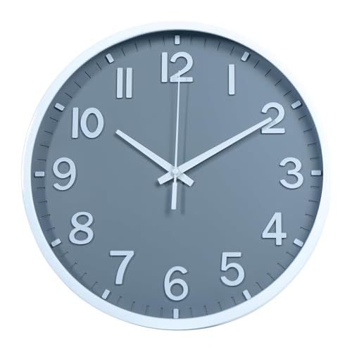 Wall Clocks Battery Operated 8 inch Modern Wall Clock,Silent Non Ticking Wall Clock for Living Room Bedroom Kitchen Office Classroom Decor (Gray White) - color: Gray White, size: 8 inch