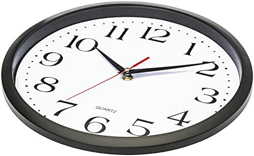 Bernhard Products Black Wall Clocks 2 Pack Silent Non Ticking - 12 Inch Quality Quartz Battery Operated Round Easy to Read Home/Office/Classroom/Business/Kitchen/School Clock - color: Black, size: 12 Inch - 2 Clocks