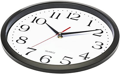 Bernhard Products Black Wall Clocks 2 Pack Silent Non Ticking - 12 Inch Quality Quartz Battery Operated Round Easy to Read Home/Office/Classroom/Business/Kitchen/School Clock - color: Black, size: 12 Inch - 2 Clocks