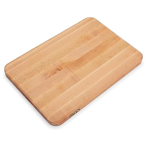 John Boos Chop-N-Slice Series Rectangular Maple Cutting Board, 20" x 14" x 1.25", 10 lb – Reversible Edge-Grain Butcher Block with Finger Grips, Made in the USA - size: 20"L x 14"W