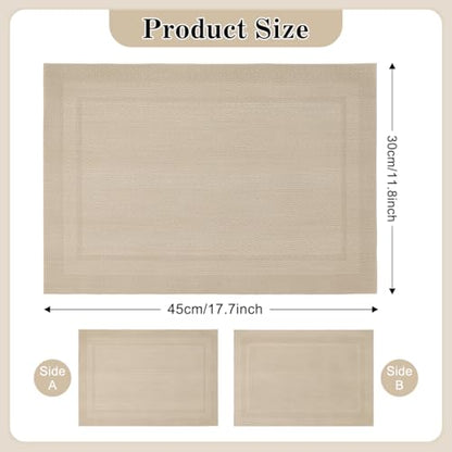 Placemats Set of 6, Heat Resistant Place Mats, Washable PVC Table Mats, Woven Vinyl Placemats, Non-Slip Stain Resistan Plastic Placemats for Table (Beige, 6) - color: Beige