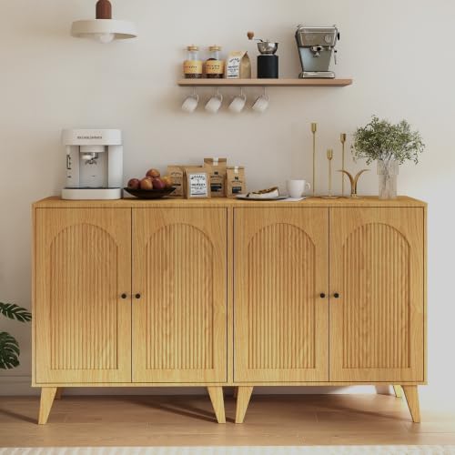 Sideboard Buffet Cabinet with Storage,Accent Cabinet,Storage Sabinet | Farmhouse Coffee Bar Cabinet with Adjustable Shelf & Solid Wood Legs for Living Room, Kitchen, Entryway, Natural*2 pc - color: Natural*2