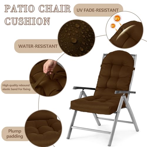 Yddsky Waterproof Patio Chair Cushion Set of 2, High Back Comfy Chair Cushion Pad with Ties for Outdoor/Indoor, 43.4 X 19.6 X 3.9 in. Coffee 2 - color: Coffee