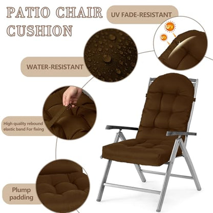 Yddsky Waterproof Patio Chair Cushion Set of 2, High Back Comfy Chair Cushion Pad with Ties for Outdoor/Indoor, 43.4 X 19.6 X 3.9 in. Coffee 2 - color: Coffee